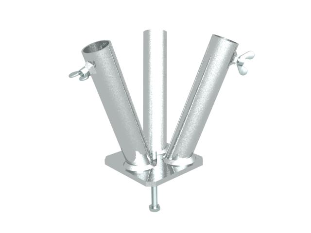 Steel flagstaff holder Ø 35 mm, 3-way