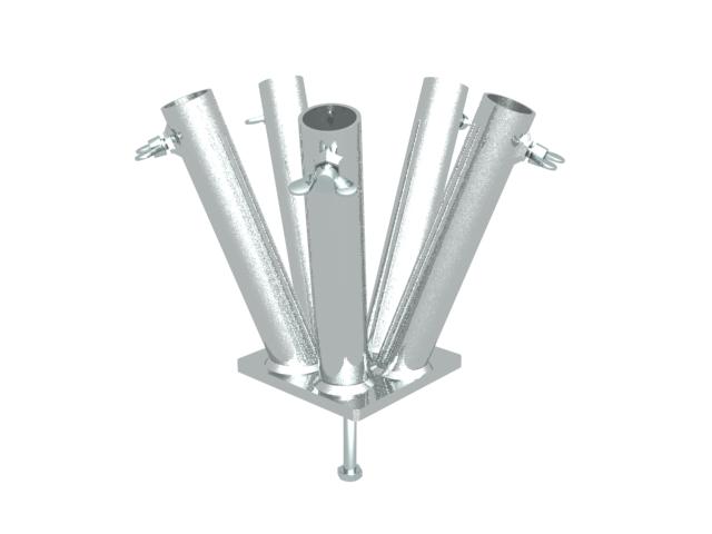Support en acier Ø 28 mm pour 5 hampes