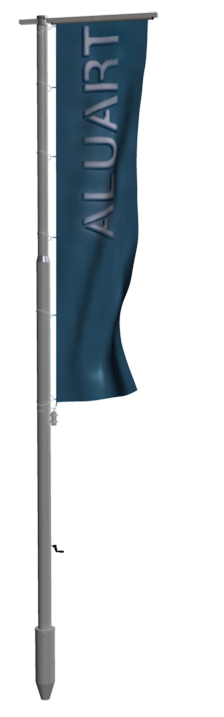 Crank-operated swivel-arm flagpole